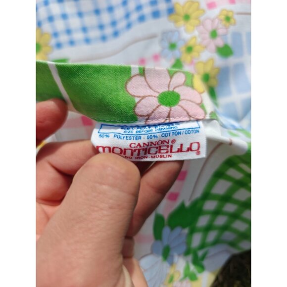Vintage Cannon Monticello Floral Patchwork Flat Sheet Twin Size No Iron Muslin - Picture 5 of 5